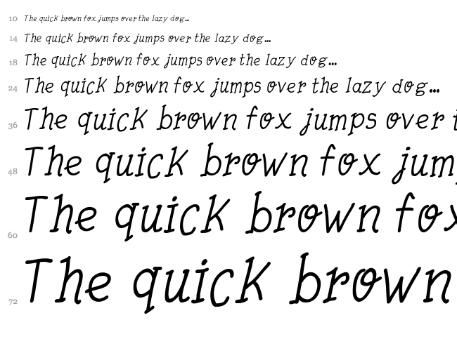 Quick Writing font waterfall